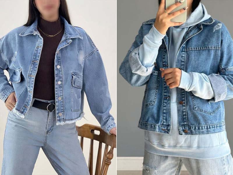 استفاده از کت جین در استایل پاییزی زنانه