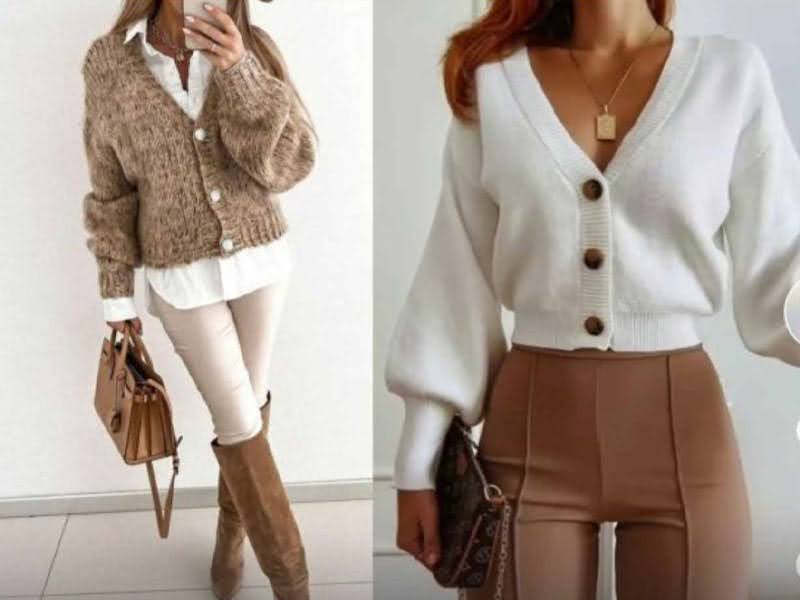 استفاده از پلیور دکمه‌دار در استایل پاییزی زنانه